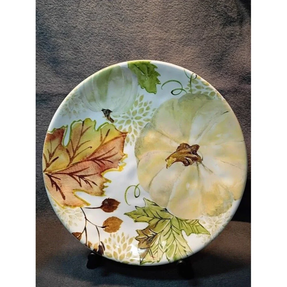 Set/2 Robert Stanley Harvest Pumpkin Salad Dessert Plates Fall Thanksgiving 3C